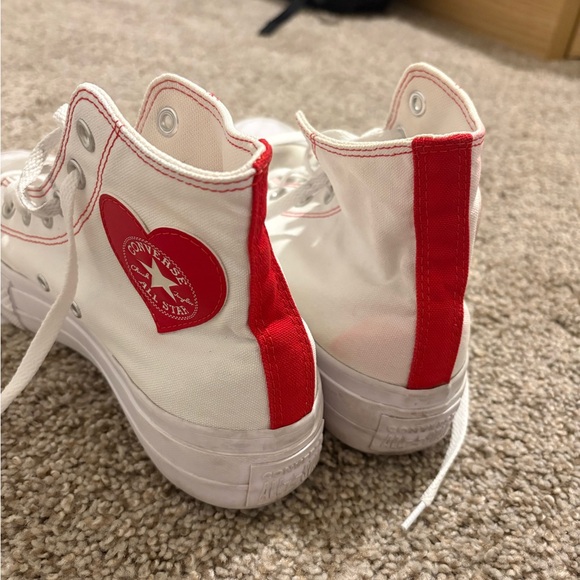 Converse White Platforms with Red Heart Accent - Picture 2 of 9